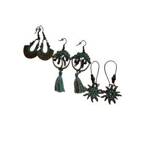3 Pair Boho Patina Earring Bundle Earrings